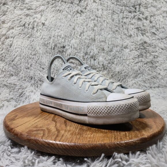 Converse Chuck Taylor Lift Ox Women Size 5 White/Lilac Recycled Platform Sneaker - Picture 1 of 10